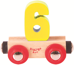 BigJigs Rail Name Number 6 , Cijferwagon 6