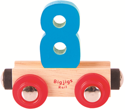 BigJigs houten treinwagon cijfer 8 - speelgoedtrein educatief