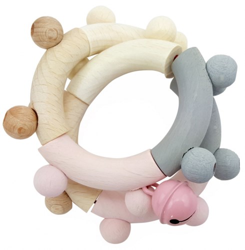 Hess houten rammelaar achtvormig roze motoriek speelgoed baby-2
