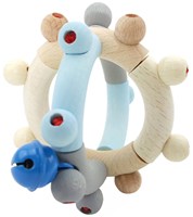 Hess houten rammelaar bol blauw naturel baby speelgoed