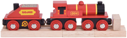 BigJigs houten locomotief met wagon - rood - speelgoedtrein
