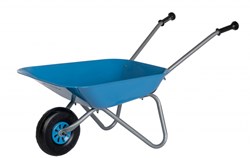 Rolly Toys kinderkruiwagen blauw met metalen frame en kunststof grepen