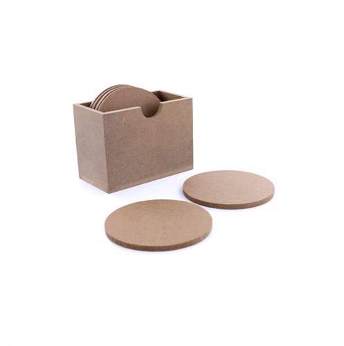 Hobbygroep ronde onderzetters knutselset in doosje 9,4x5x7 cm 6 stuks