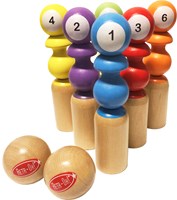 Retr-Oh Houten spel bowlingset kinderen / speelgoed kegelspel - 6 kegels & 2 ballen OP=OP-2