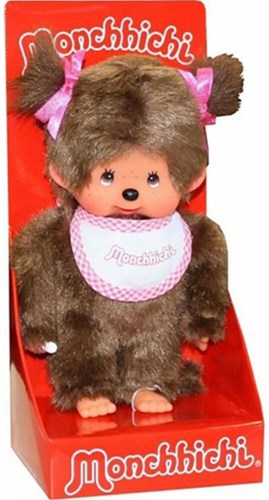 Monchhichi pop meisje pluche roze slab vlechtjes 20 cm knuffel