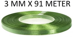 Hobbygroep satijnlint 3 mm 91 m kaki groen luxe knutselen
