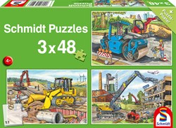 Schmidt legpuzzel bouwvoertuigen - 3x48 stukjes kinderpuzzel