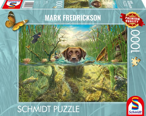 Schmidt legpuzzel - Brown Labrador in Cool Water - 1000 stukjes dierenpuzzel-2