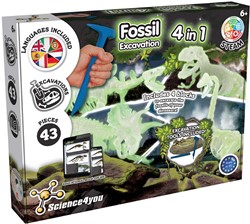 Science4You Science4you Fossil Excavation 4 in 1 Glow in the Dark