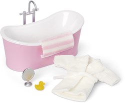 Lundby poppenhuis badkamer set - ligbad roze accessoires