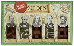 Asmodee puzzelset - Great Minds 5-delige breinbreker houten en metaal