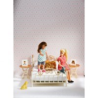 Lundby poppenhuis slaapkamer set - wit met koperkleur - accessoires-2
