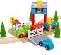 BigJigs houten seinhuis voor treinbaan - 3-delige set-3