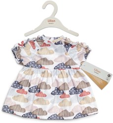 Skrallan poppenjurk wolkjes voor pop 36-40cm - poppenkleding