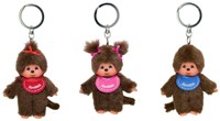 Monchhichi pluche sleutelhanger - bruin - 10 cm - assorti - Sekiguchi