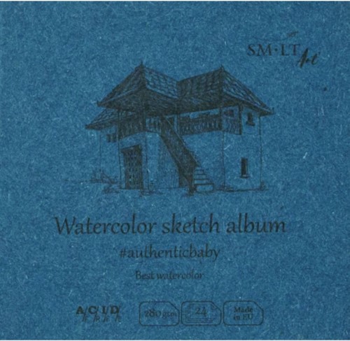 SMLT SMLT Baby Schetsboek Vierkant Aquarel 9 cm 280gr 24 vel
