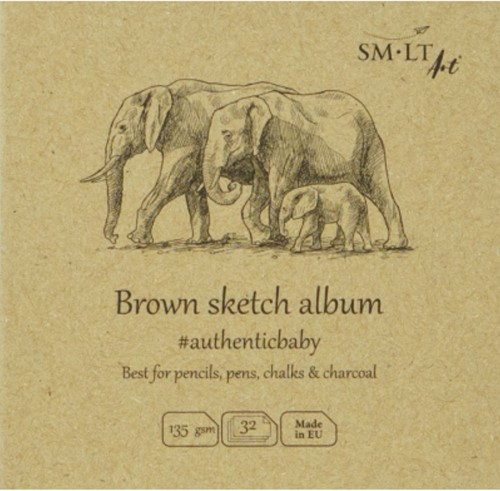 SMLT SMLT Baby Schetsboek Vierkant Schetsen 9 cm 135gr 32 vel Bruin