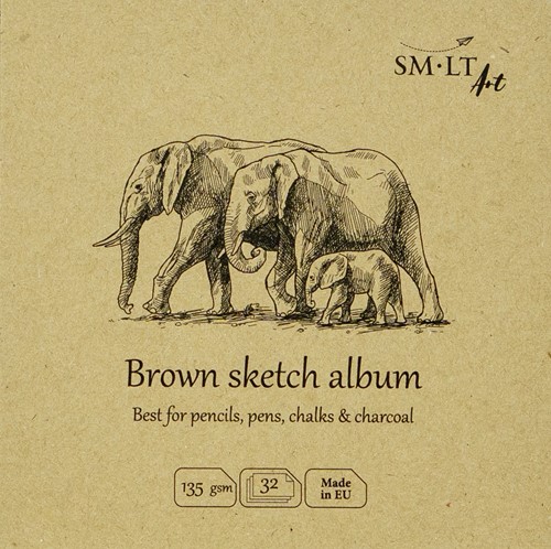SMLT SMLT Schetsboek Vierkant 14 cm 135gr 32 vel Bruin