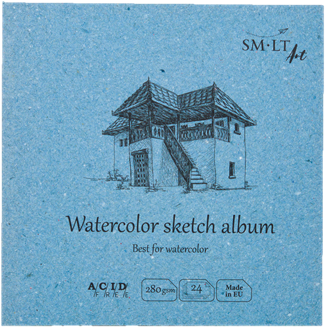 SMLT SMLT Schetsboek Vierkant Aquarel 14 cm 280gr 24 vel