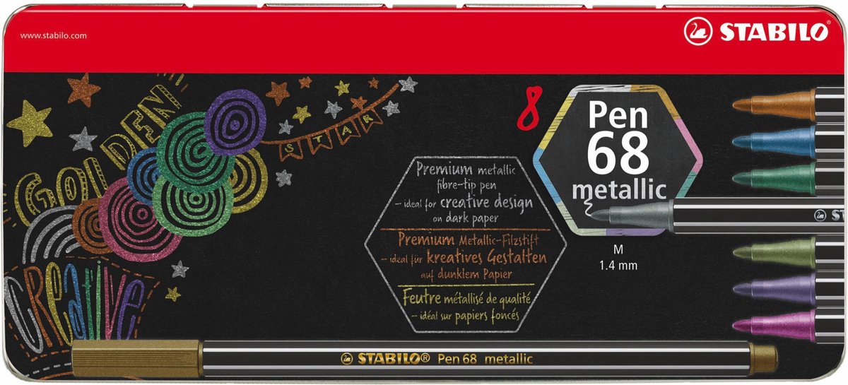 agentschap kofferbak Misbruik STABILO Pen 68 metallic - premium viltstift metalen etui met 8 kleuren bij  Planet Happy