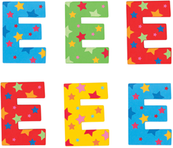 BigJigs houten letter E ster - decoratie kinderkamer multicolor