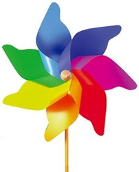 Giobas windmolen regenboog - grote kleurrijke tuinmolen 120cm