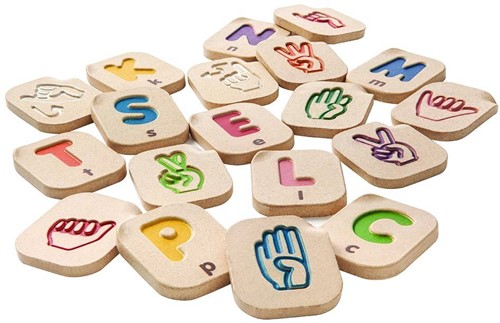 Plan Toys houten gebarentaal alfabet