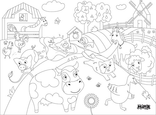Matta boerderij kleurplacemat - Herbruikbare veegplacemat voor kinderen