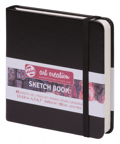 Talens TAC Schetsboek 12x12 cm 140gr 80 vel Zwart