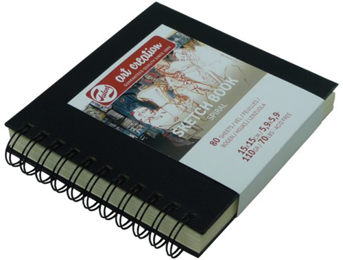 Royal Talens TAC Spiraal Schetsboek 15x15 cm 110gr 80 vel Zwart