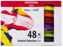 Bruynzeel acrylverf set schilderen 48 kleuren 20ml Amsterdam