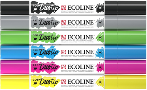 Merkloos Talens Ecoline Duotip Marker Set Basis 6 stuks