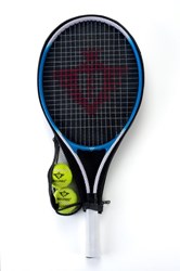 Angel Sports tennisracket blauw 23 inch met 2 tennisballen