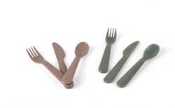Dantoy bestekset BIOplastic baby tafelgerei mokka olijfgroen 6-delig