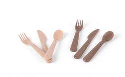 Dantoy bestekset baby BIOplastic zand mokka 6-delig duurzaam