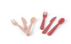 Dantoy bestekset speelgoed TINY Dinnertime zand rood 6-delig duurzaam