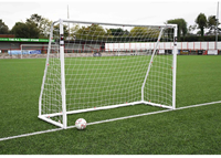 Precision voetbaldoel match kunststof 3m x 2m wit BS 8462 goedgekeurd