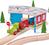 BigJigs houten trein remise voor 3 treinen - speelgoed accessoire-2
