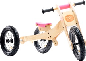 Trybike Houten Loopfiets 4 In 1 Roze trybike kopen in de aanbieding