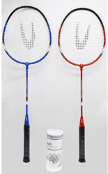 Uwin badminton set voor 2 spelers - racketset met shuttles en tas