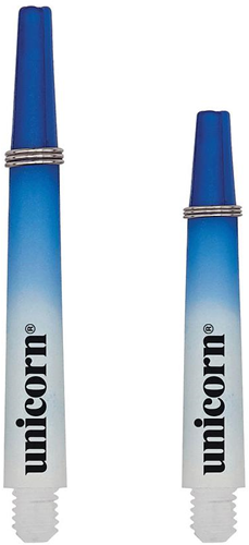 Unicorn dart shafts Gripper 3 Two-Tone Small Thread blauw-wit short