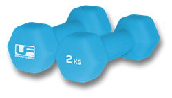 Urban Fitness dumbbells neopreen hex blauw - 2 x 2kg - fitness set