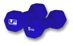 Urban Fitness dumbbells neopreen blauw - 2 x 5kg - hex set