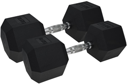 Urban Fitness dumbbell set - rubber coating - zwart - 2 x 12.5kg - fitness