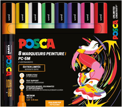 Posca markerset PC5M 8 stuks pop kleuren – creatieve brushpen set