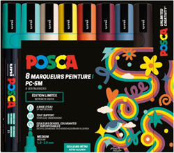 Posca markerset PC5M 8 stuks retro kleuren - creatieve brushpen