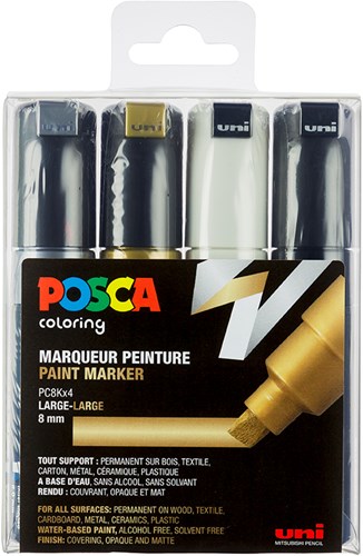 Posca verfmarker set 8K metallic - creatieve stiften voor kinderen