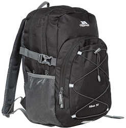 Trespass rugzak Albus - zwarte backpack met 30L inhoud en reflecterende details