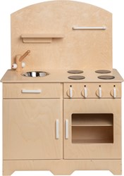 Van Dijk Toys houten speelgoed keuken / keukentje - Naturel met wit (Kinderopvang kwaliteit)