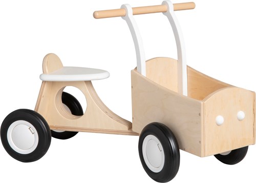 Van Dijk Toys houten kinder loop bakfiets vanaf 1 jaar - Wit (Kinderopvang kwaliteit)